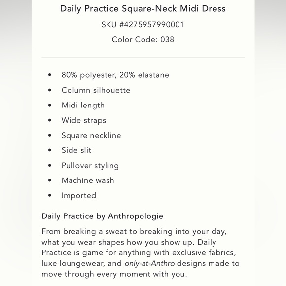 NWT Daily Practice Square Midi Dress - Picture 5 of 6